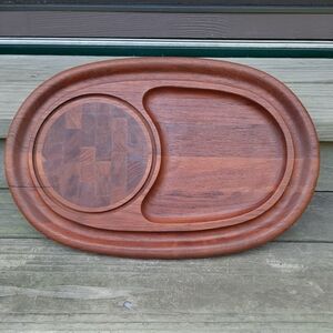 Vintage 60s/70s MCM Dansk Danish Teak Oval Charcuterie Cheese Serving Board 17"